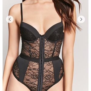 Sheer lace teddy lingerie